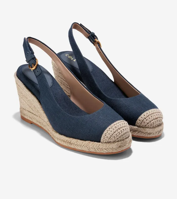 Women Cloudfeel Espadrille Sling Back Wedges Navy Blazer Cole Haan Heels and Pumps