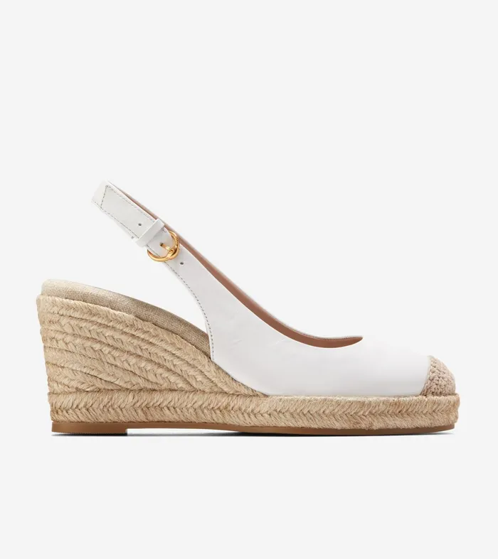 Women Cloudfeel Espadrille Sling Back Wedges White Cole Haan Heels and Pumps
