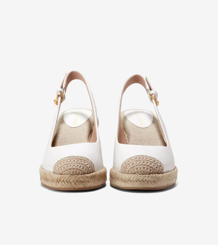 Women Cloudfeel Espadrille Sling Back Wedges White Cole Haan Heels and Pumps