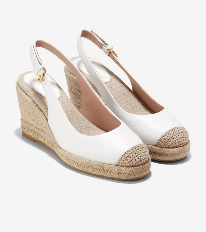 Women Cloudfeel Espadrille Sling Back Wedges White Cole Haan Heels and Pumps