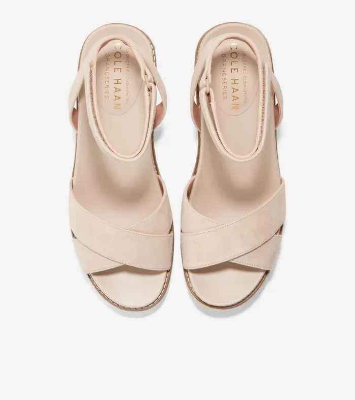 Women Cloudfeel Espadrille Wedge Sandal Sesame Suede Cole Haan Heels and Pumps