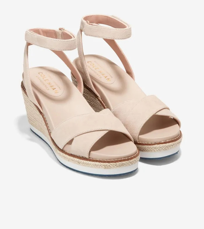 Women Cloudfeel Espadrille Wedge Sandal Sesame Suede Cole Haan Heels and Pumps