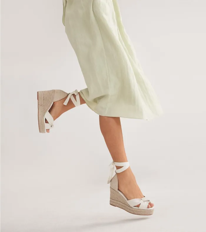 Women Cloudfeel Hampton Wedge Sandals Ivorynatural Canvas Cole Haan Heels and Pumps