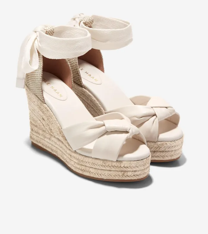 Women Cloudfeel Hampton Wedge Sandals Ivorynatural Canvas Cole Haan Heels and Pumps