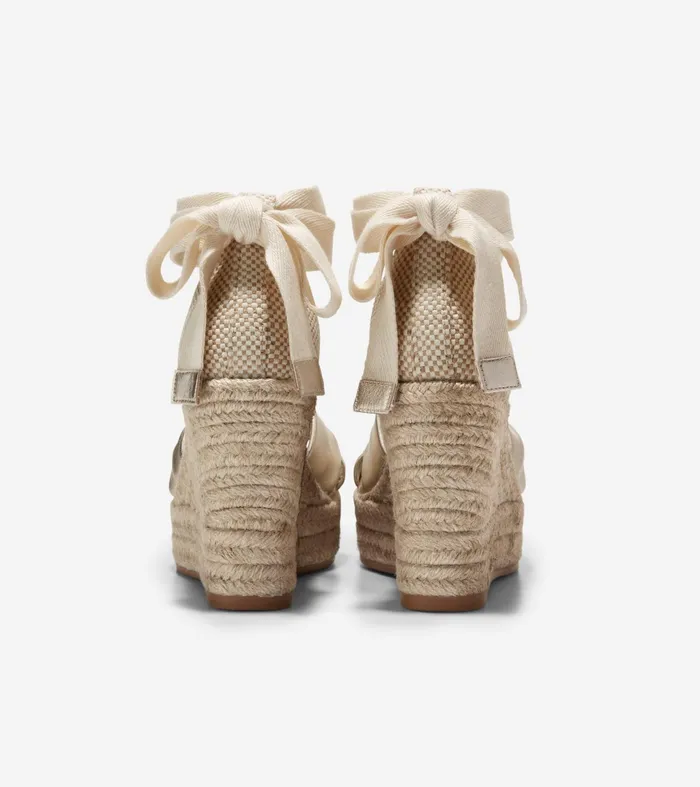Women Cloudfeel Hampton Wedge Sandals Soft Goldnatural Canvas Cole Haan Heels and Pumps