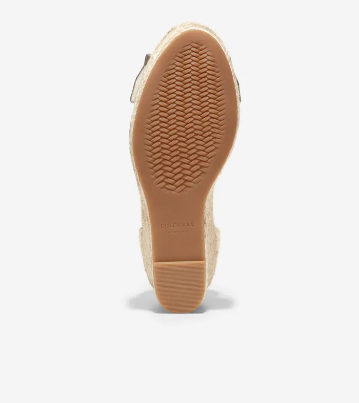 Women Cloudfeel Hampton Wedge Sandals Soft Goldnatural Canvas Cole Haan Heels and Pumps