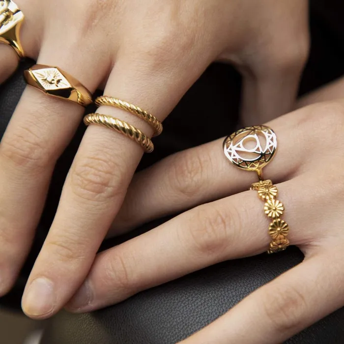 Women Cocktail Rings Daisy London Jewellery Throat Chakra Ring 18Ct Gold Plate