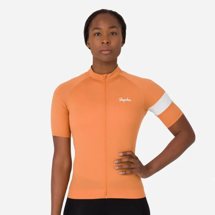 Women Core Lightweight Cycling Jersey Dusted Orangewhitepale Bluepeachmoonscapemint Greenwhite Rapha Archive