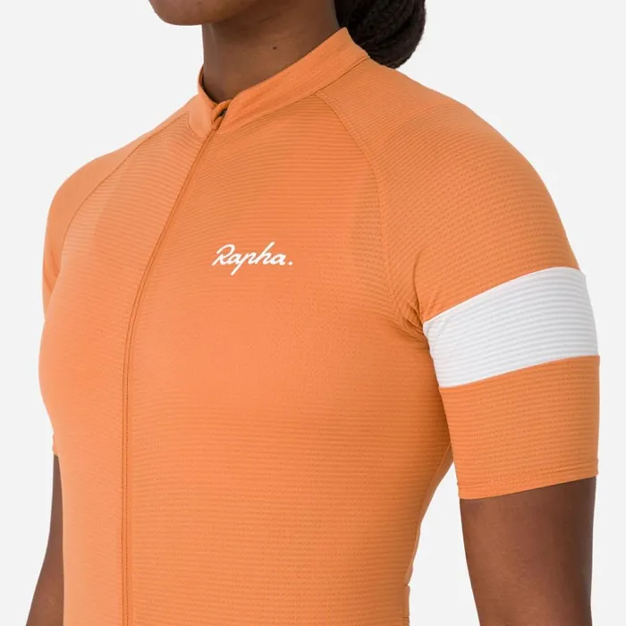 Women Core Lightweight Cycling Jersey Dusted Orangewhitepale Bluepeachmoonscapemint Greenwhite Rapha Archive
