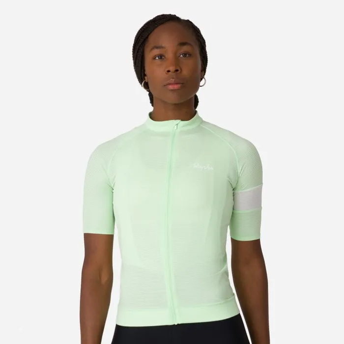 Women Core Lightweight Cycling Jersey Dusted Orangewhitepale Bluepeachmoonscapemint Greenwhite Rapha Archive
