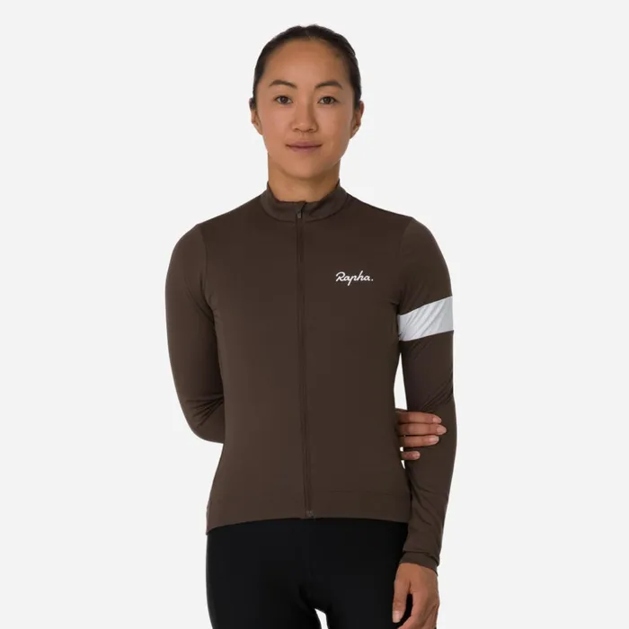 Women Core Thermal Long Sleeve Jersey Kalamata White Alyssumfudge White Alyssumblackwhitenavywhiteultramarinewhitedeep Coffeewhiteberrywhite Rapha Jerseys