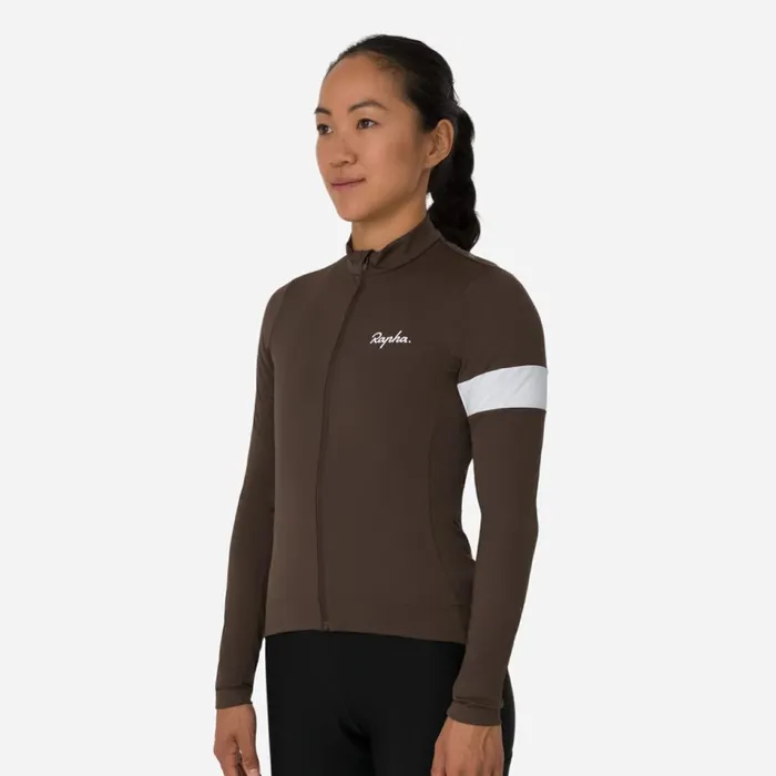 Women Core Thermal Long Sleeve Jersey Kalamata White Alyssumfudge White Alyssumblackwhitenavywhiteultramarinewhitedeep Coffeewhiteberrywhite Rapha Jerseys