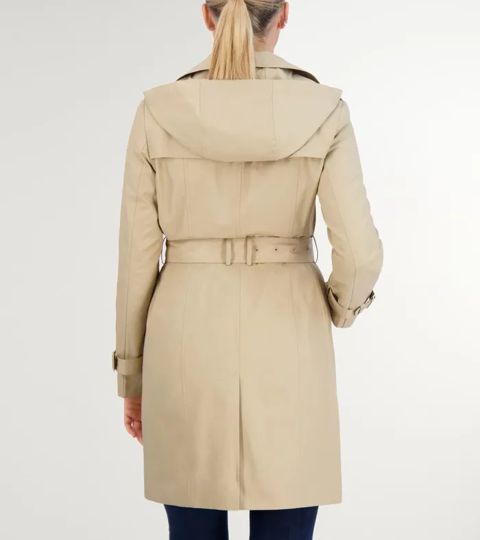 Women Cotton Rain Trench Coat Khaki Cole Haan Blazer and Trench Jackets