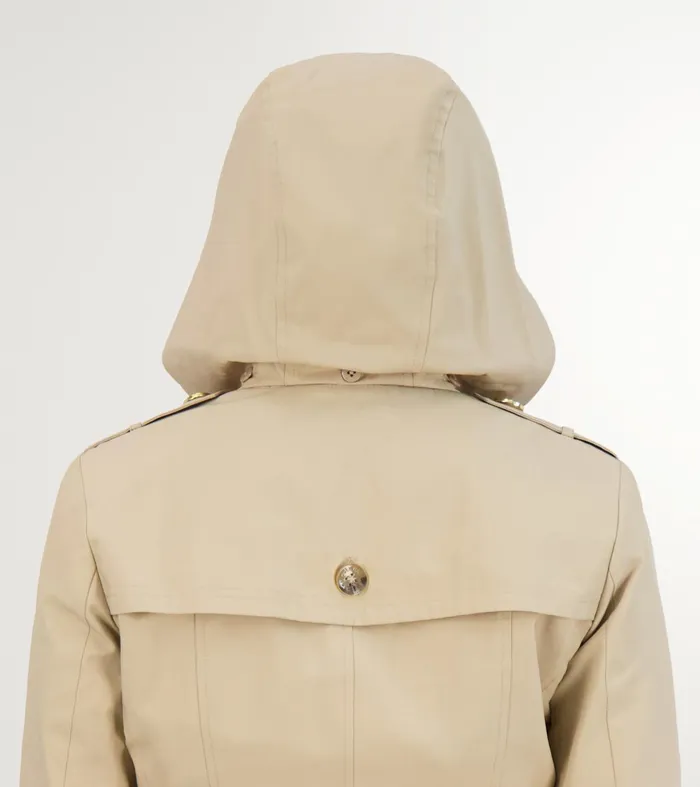 Women Cotton Rain Trench Coat Khaki Cole Haan Blazer and Trench Jackets