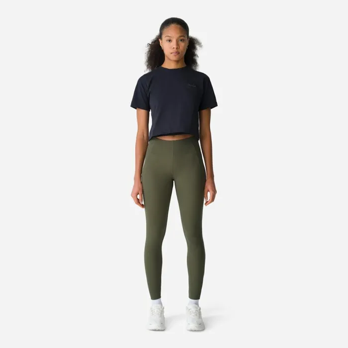 Women Cropped Cotton TShirt Blackoffwhite Rapha Archive