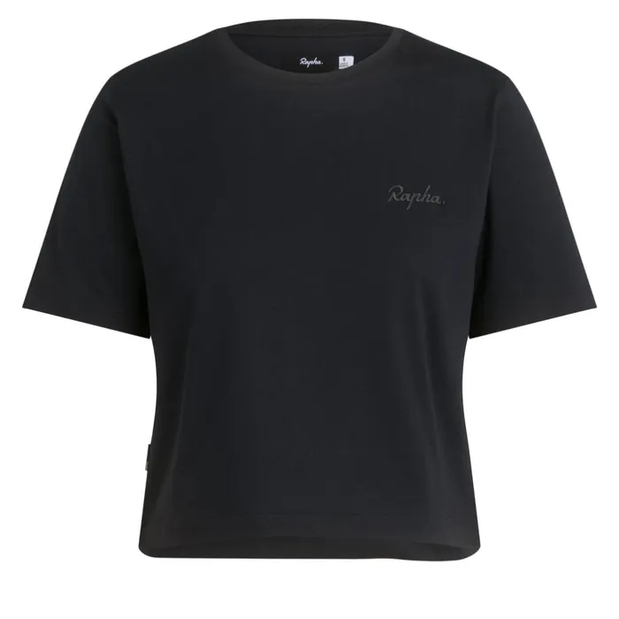Women Cropped Cotton TShirt Blackoffwhite Rapha Archive