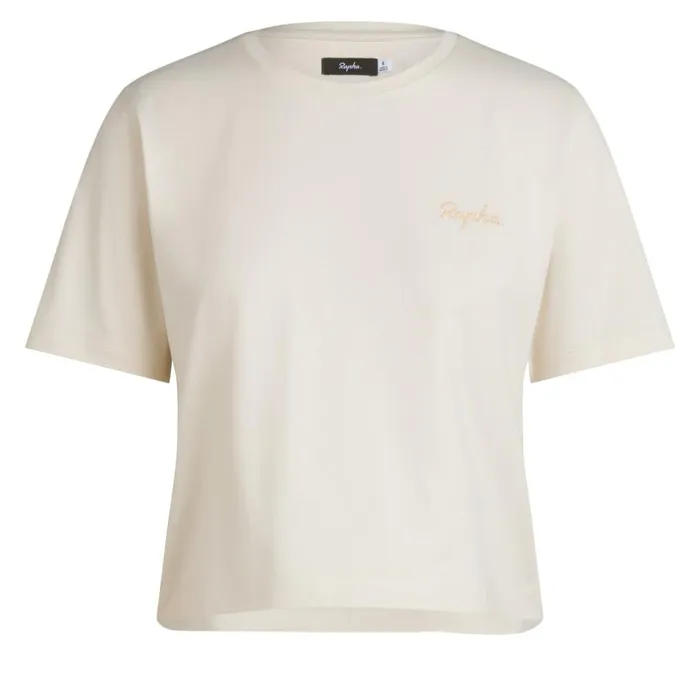 Women Cropped Cotton TShirt Blackoffwhite Rapha Archive
