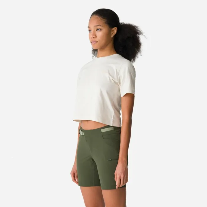 Women Cropped Cotton TShirt Blackoffwhite Rapha Archive