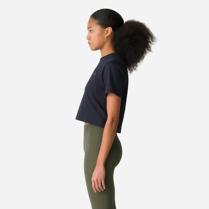 Women Cropped Cotton TShirt Blackoffwhite Rapha Archive