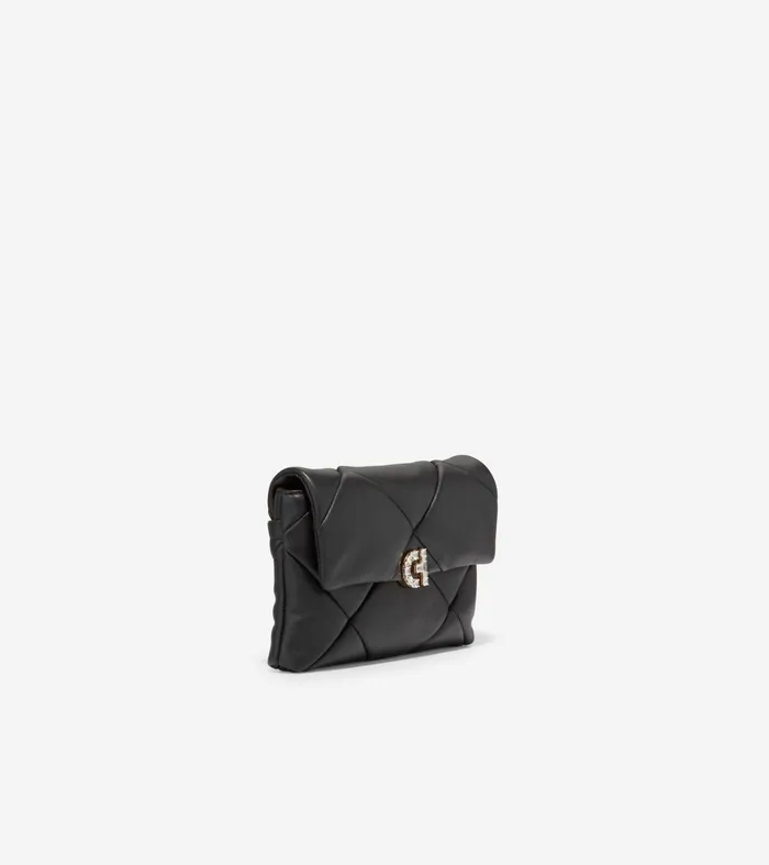 Women Crystal Quilted Clutch Black Cole Haan Wallets and Wristlets
