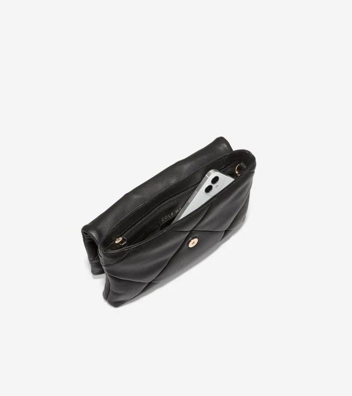 Women Crystal Quilted Clutch Black Cole Haan Wallets and Wristlets