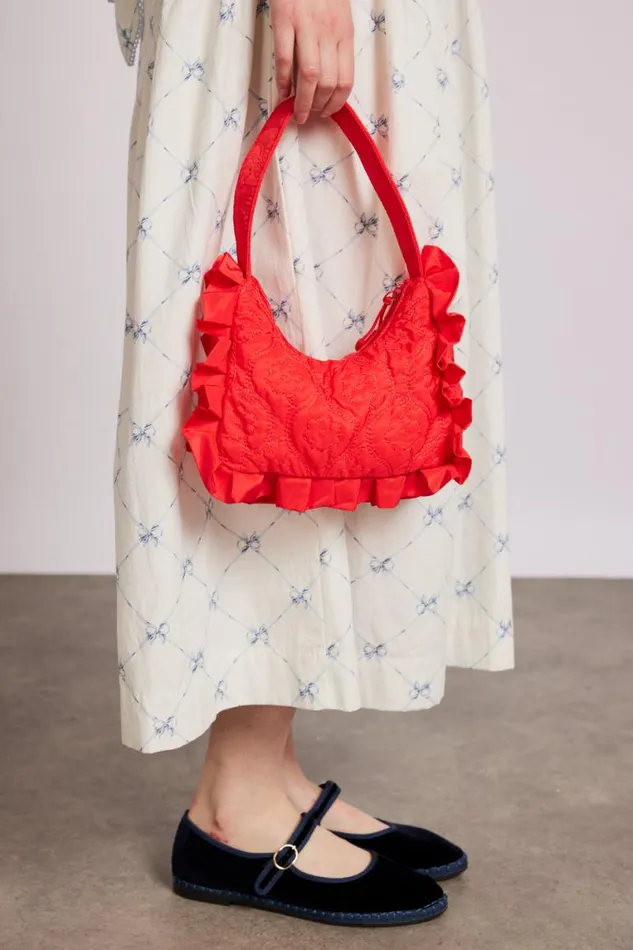 Women Damson Madder Bags 90034s Frill Shoulder Bag 8211 Red