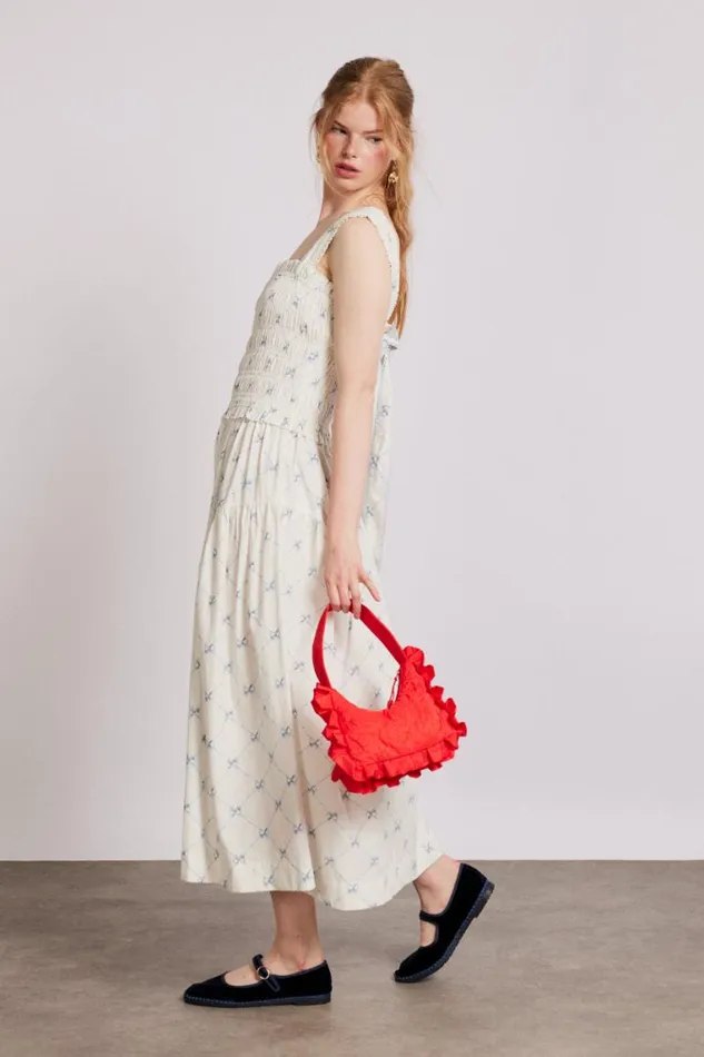 Women Damson Madder Bags 90034s Frill Shoulder Bag 8211 Red