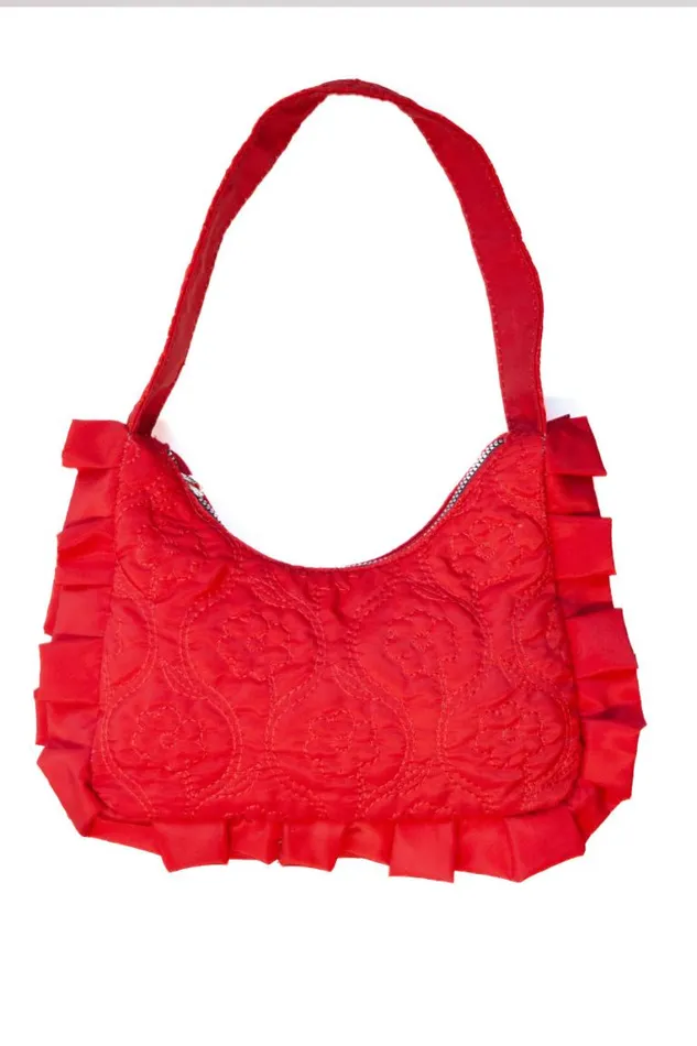 Women Damson Madder Bags 90034s Frill Shoulder Bag 8211 Red