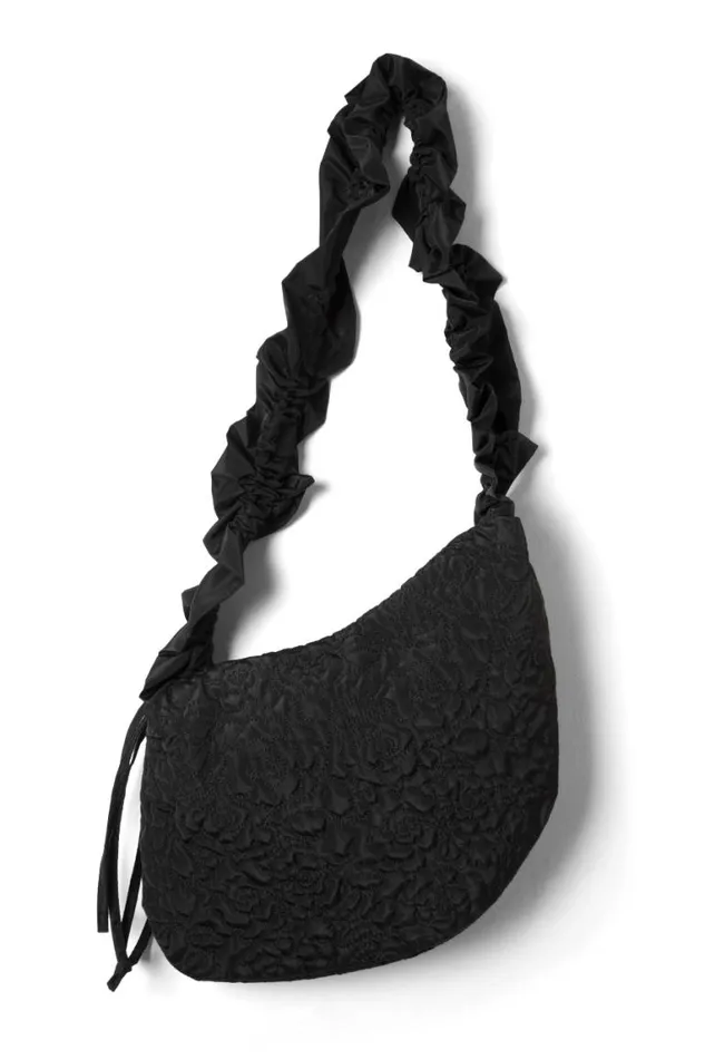 Women Damson Madder Bags Quilted Ruched Kidney Bag 8211 Black