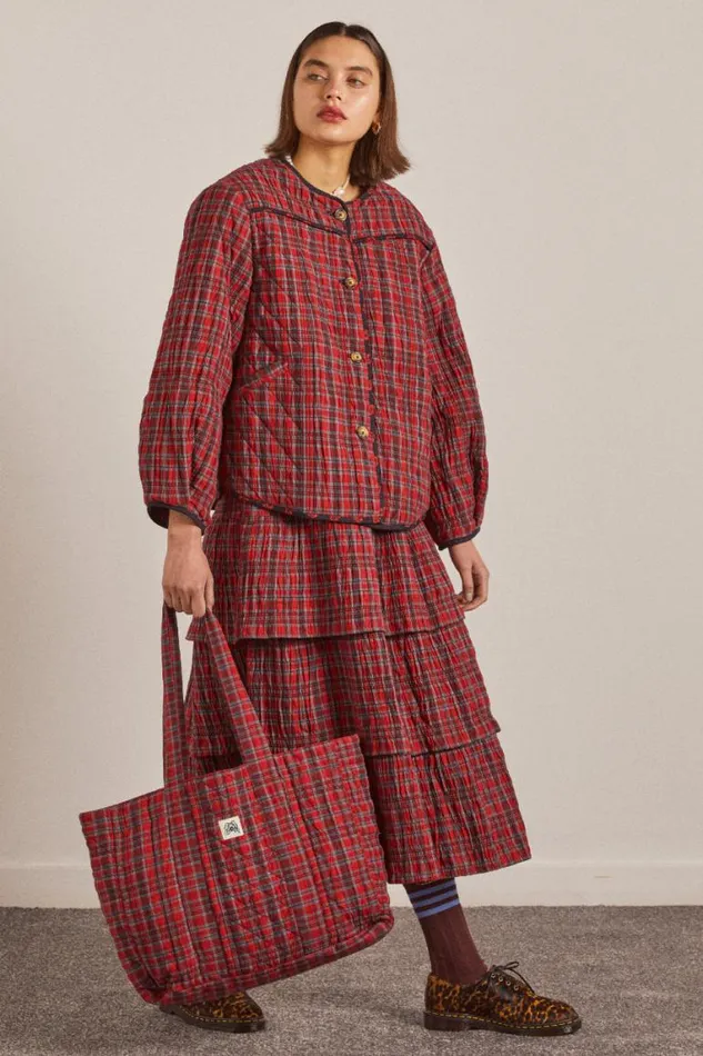 Women Damson Madder Bags Tote Bag 8211 Red Check