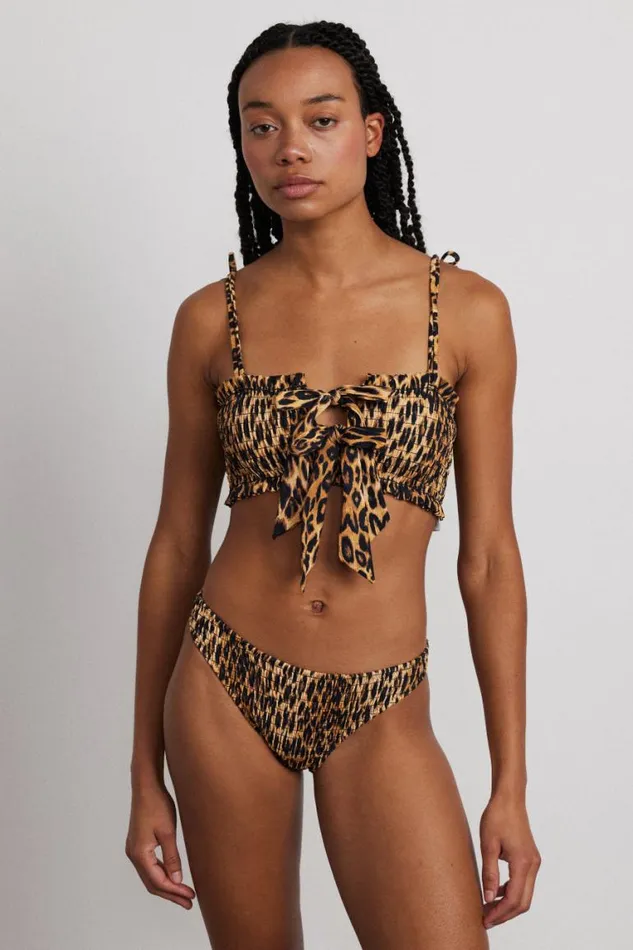 Women Damson Madder Bottoms Classic Shirred Bikini Bottom 8211 Leopard