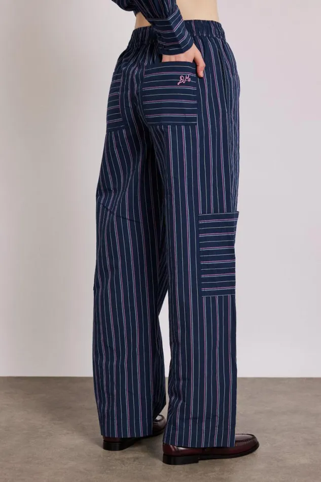 Women Damson Madder Bottoms Harrison Trousers 8211 Navy Stripe