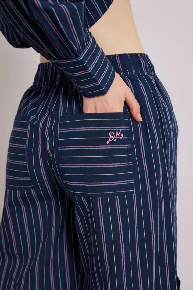 Women Damson Madder Bottoms Harrison Trousers 8211 Navy Stripe