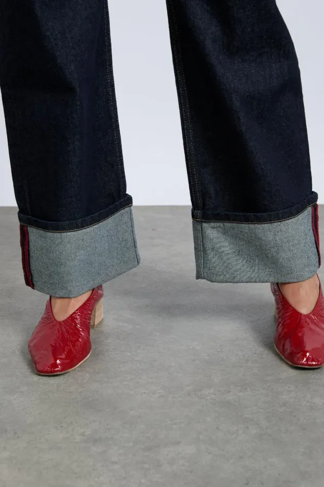 Women Damson Madder Bottoms Italian Selvedge Sylvie Jeans With Turn Up