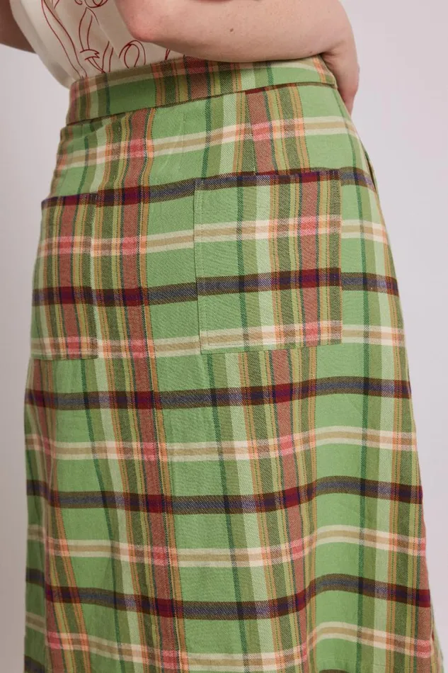 Women Damson Madder Bottoms Kat Kilt 8211 Green Check