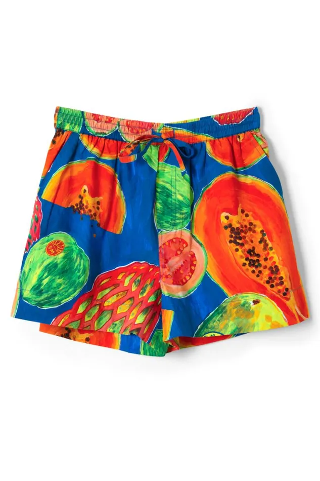Women Damson Madder Bottoms Pull On Shorts 8211 Papaya Print