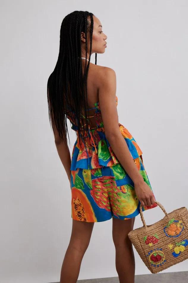 Women Damson Madder Bottoms Pull On Shorts 8211 Papaya Print