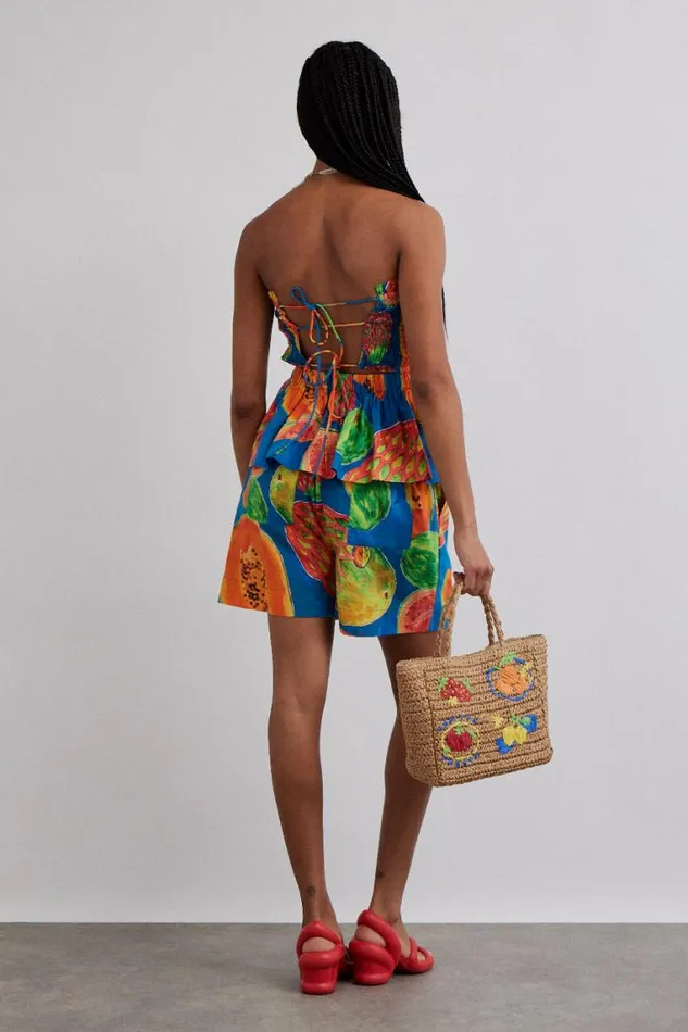 Women Damson Madder Bottoms Pull On Shorts 8211 Papaya Print