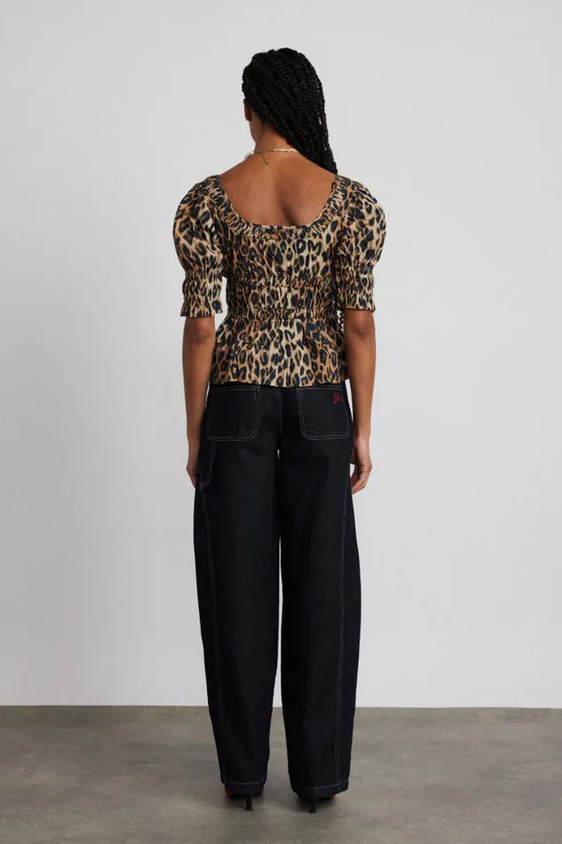 Women Damson Madder Coords Bianca Ruffle Blouse 8211 Leopard