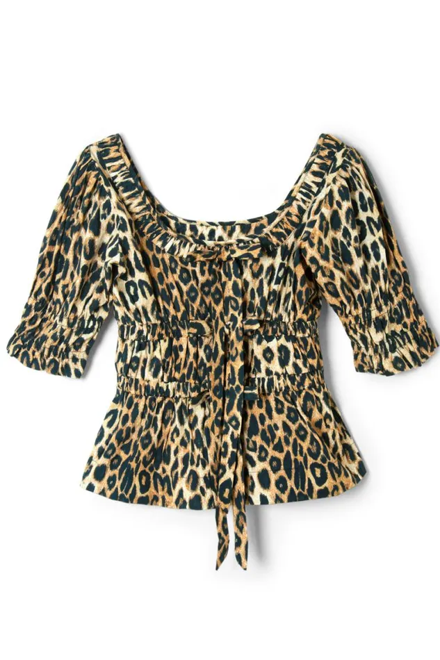 Women Damson Madder Coords Bianca Ruffle Blouse 8211 Leopard