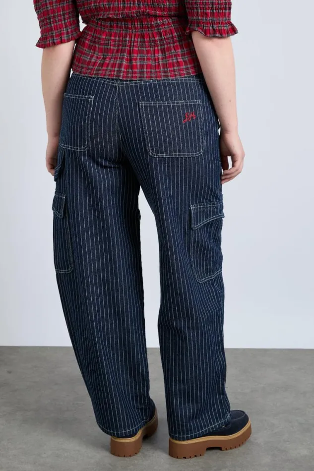 Women Damson Madder Coords Cargo Jeans 8211 Navy Pinstripe