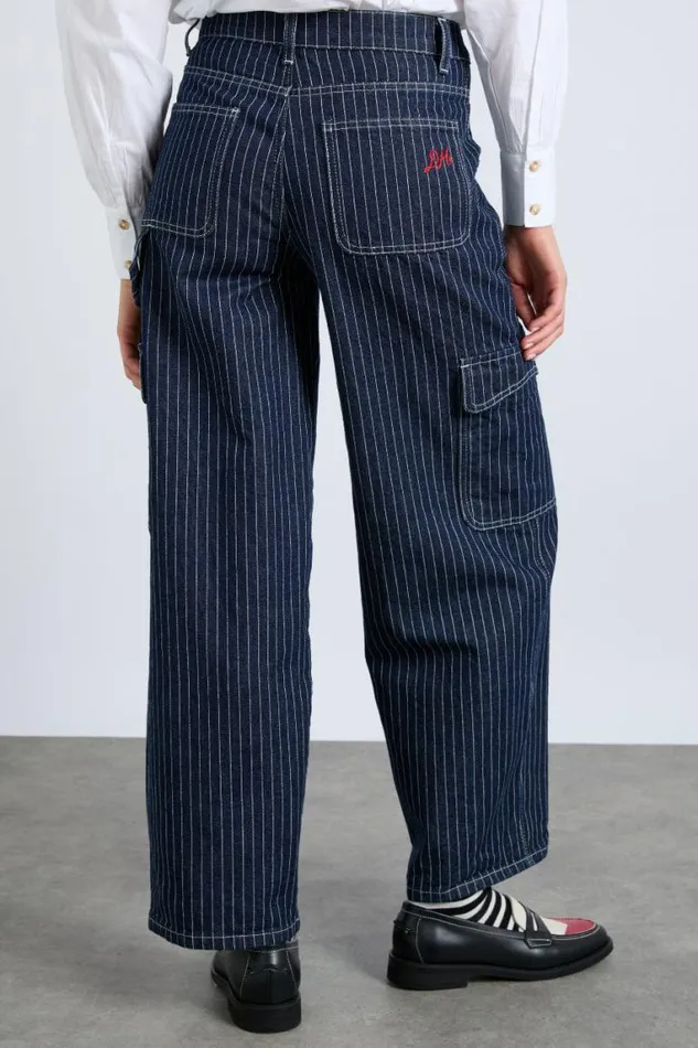 Women Damson Madder Coords Cargo Jeans 8211 Navy Pinstripe