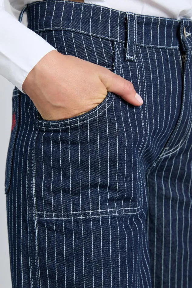 Women Damson Madder Coords Cargo Jeans 8211 Navy Pinstripe