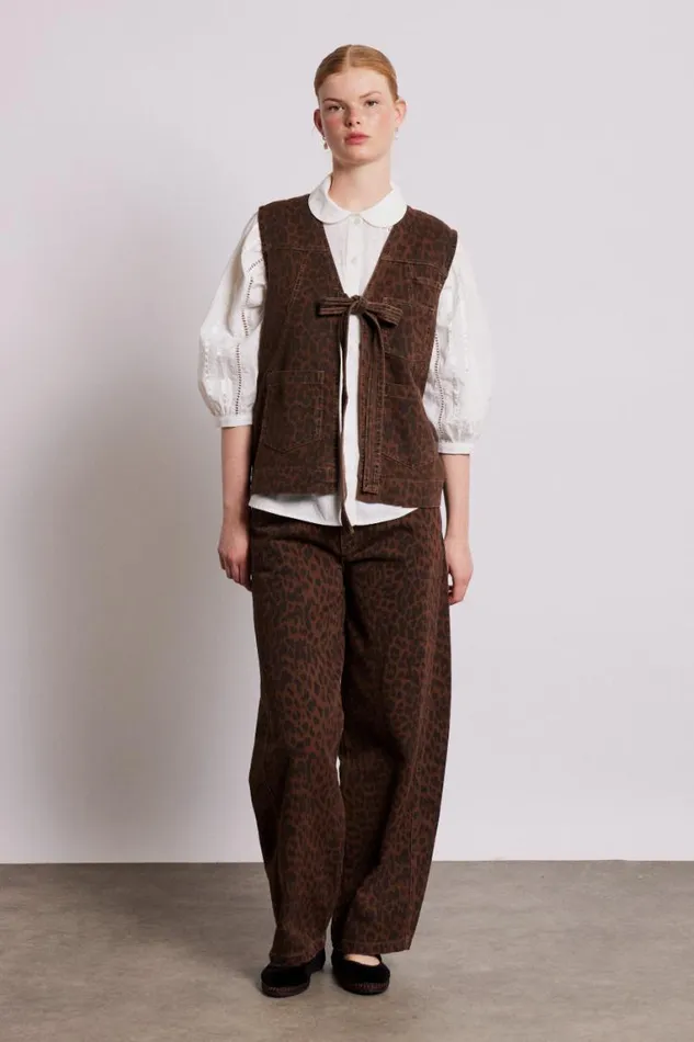 Women Damson Madder Coords Dilly Denim Gilet 8211 Dark Leopard