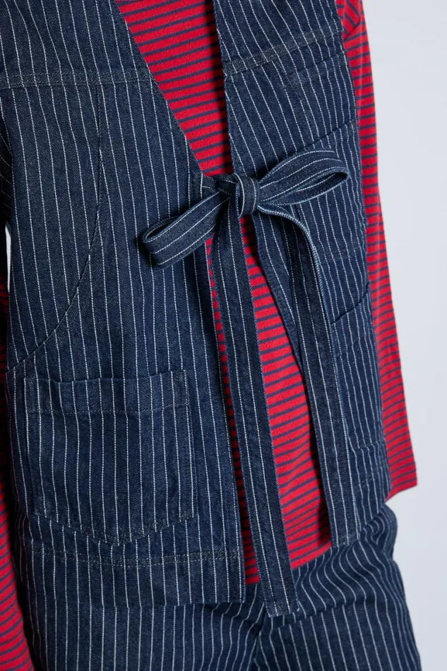 Women Damson Madder Coords Dilly Gilet 8211 Navy Pinstripe