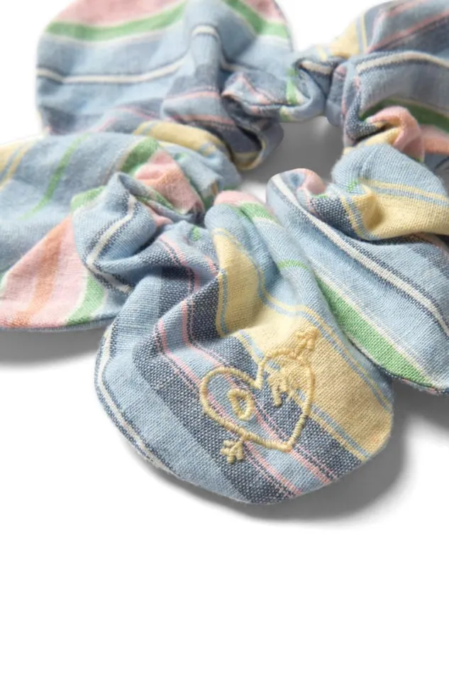Women Damson Madder Coords Flower Scrunchie In Multi Colour Stripe
