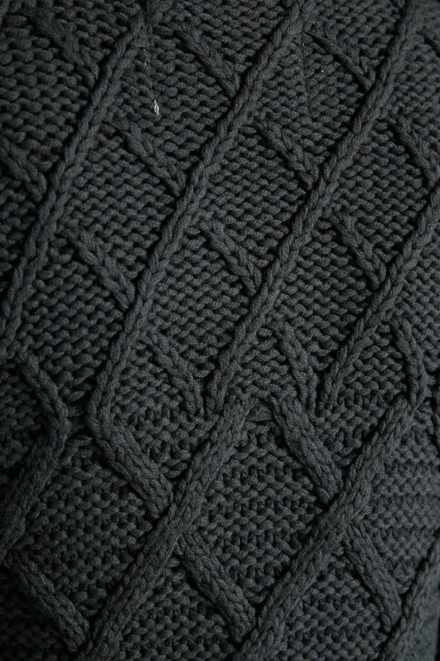 Women Damson Madder Coords Grandpa Cardigan 8211 Charcoal Cable
