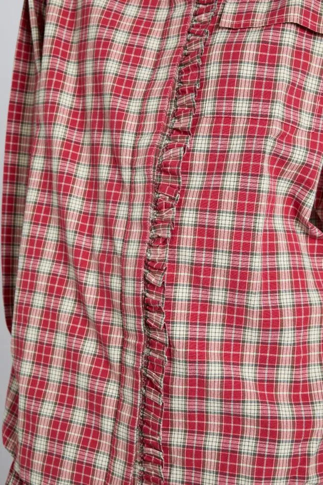 Women Damson Madder Coords Kylie Ruffle Shirt 8211 Red Check