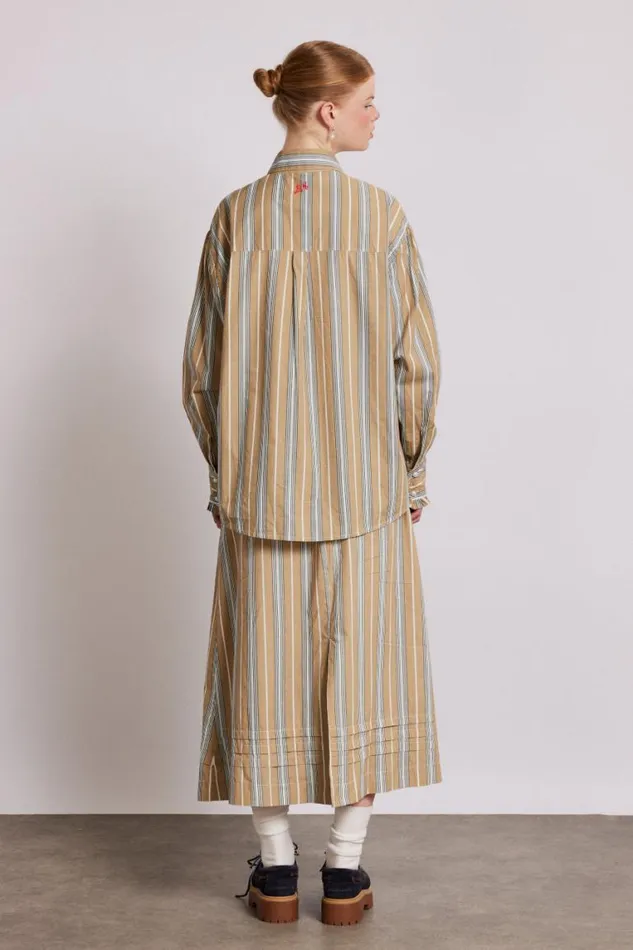 Women Damson Madder Coords Kylie Ruffle Shirt 8211 Tan Stripe