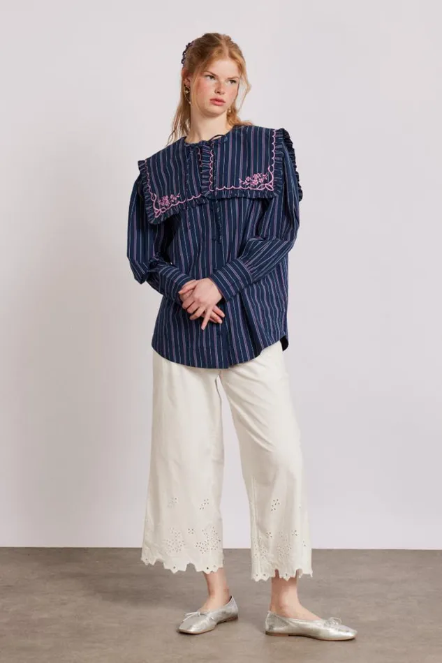 Women Damson Madder Coords Lana Trousers 8211 White Broderie